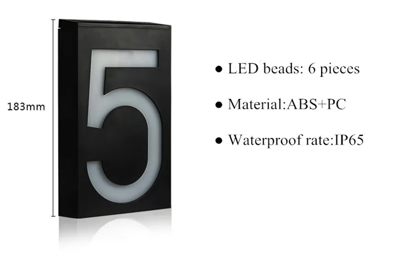 LED LED Solar Light 6 LEDS Wall Mount Doorplate Lamp Number Number Outdoor Lighting Porch Lights مع بطارية شمسية