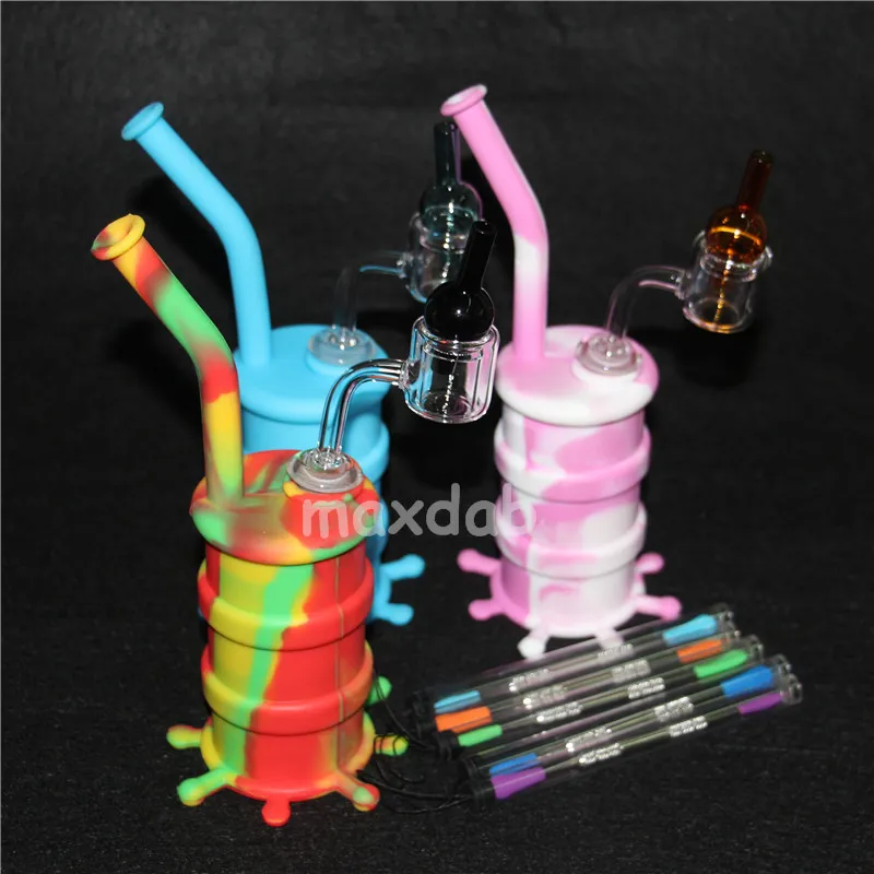 Nouveaux barboteurs en verre d'eau de tuyaux de silicone pour pipe à fumer avec clous en quartz thermique casquettes à bille outil dab