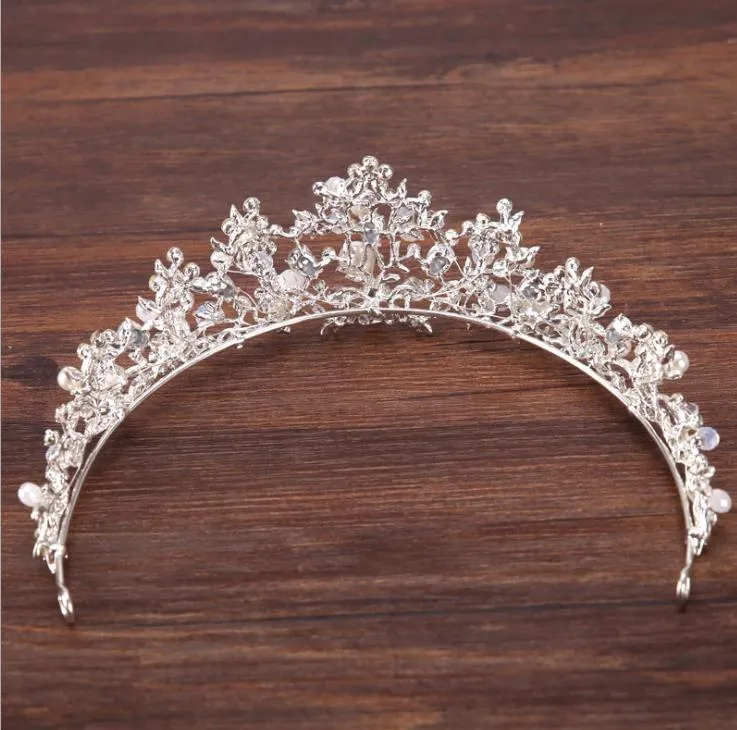 Zilveren kristallen kralen kroon kroon prinses haar bruid bruiloft accessoires