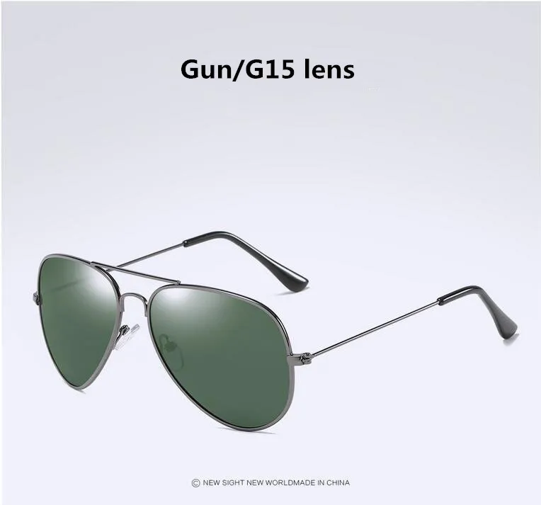 55mm Pilot Polariserad G15 Solglasögon Vintage Shade Lens Sun Glasögon Metall Retro Mäns Kvinnor Mode Solglasögon