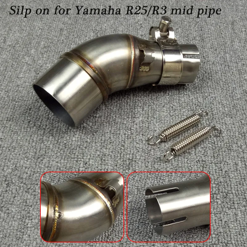 Slip On Exhaust for Yamaha YZF R25 R3 2024 Stainless Steel Middle Link Pipe Muffler System