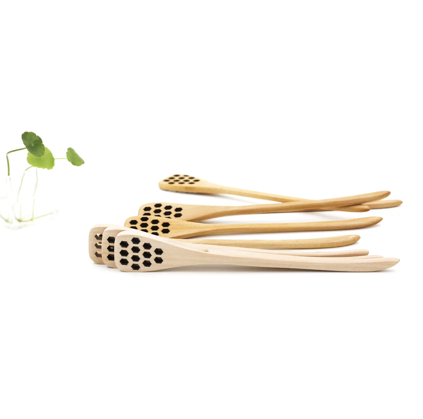 Fashion Hot Cute Wood Creative Carving Honey Stirring Honey Spoons Honeycomb Carved Honey Dipper Kitchen Tool Flatware Accessory