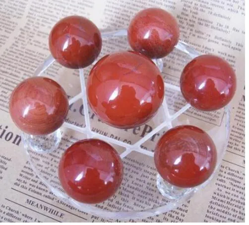 + Sfera di cristallo di diaspro rosso naturale sette ornamenti in pietra di diaspro rosso sfera di cristallo di sangue rosso lucido