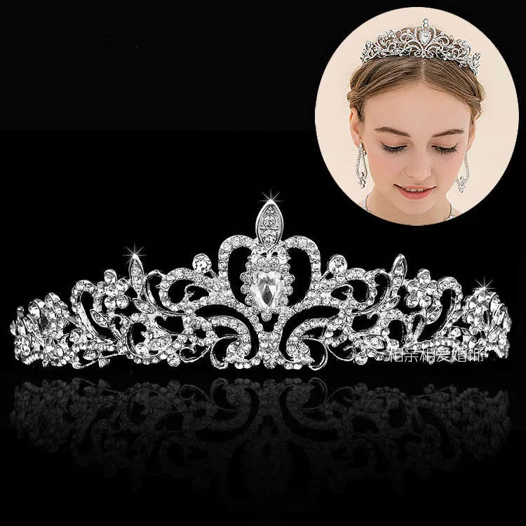 High Quality Shining Beaded Crystals Wedding Crowns Bridal Veil Tiara Crown Headband Hair Accessories Party Wedding Tiara