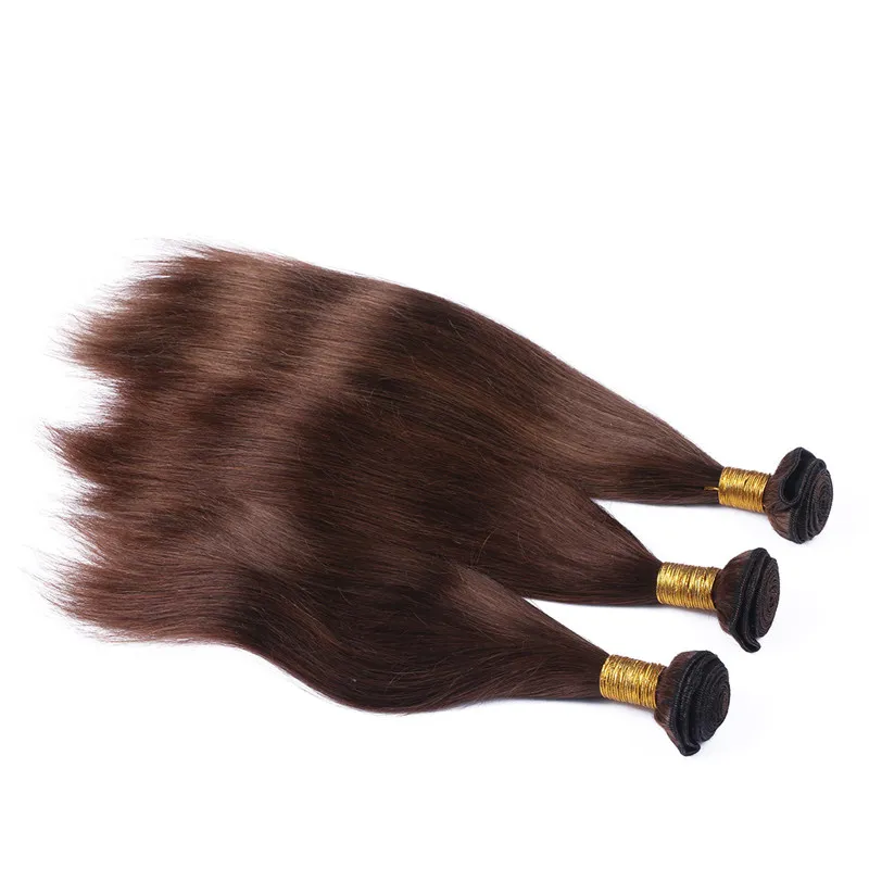 Medium Bruin Menselijk Haar Weeft Extensions 3 stks Rechte # 4 Chocolade Bruin Maagd Maleisisch Menselijk Haar Bundels Deals 10-30 