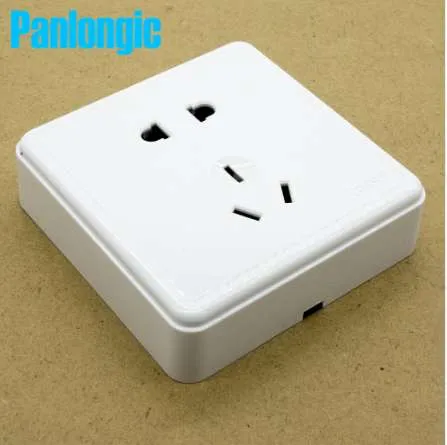 Surface Mounted Pure White 86 Type Wall Socket Panel 5-Pins Outlet Electric 10A Electrical Plugs Sockets 2 Holes And 3 Holes