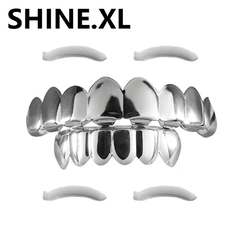 18k Vergulde Hip Hop 8 Top 6 Bottom Platlnum Grillz Custom Fit Rock Style Grills Set Lichaam Jewelry261z