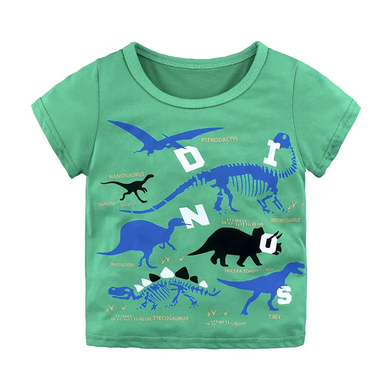 Baby Animal Cartoon T-shirts Barnpojkar Print Toppar Sommar Stripe Tees 2018 Nya Boutique Kids kläder 35 färger C3884