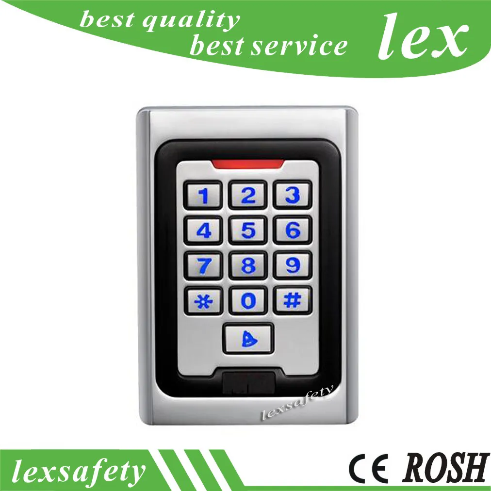 Lecteur de carte basse fréquence en alliage de Zinc Rfid 125khz, lecteur de carte d'accès, sonnette de porte, lecteur de carte de chiffrement en métal, clavier + 2 porte-clés