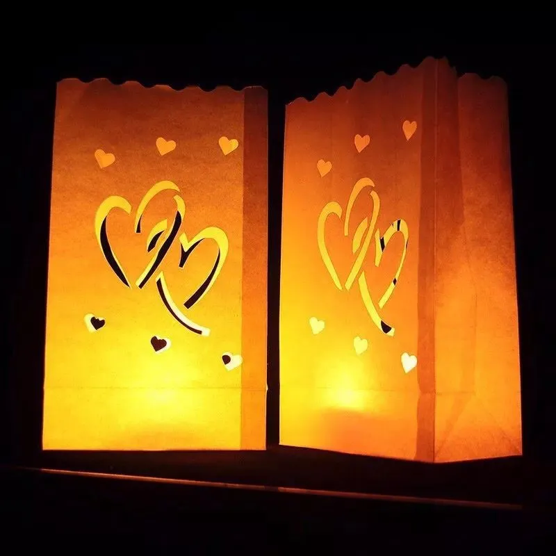 مهرجان فانوس القلب luminaria ورقة فانوس شمعة حقيبة إضاءة الشموع لحضور حفل زفاف عيد الميلاد الحدث الطرف الامدادات
