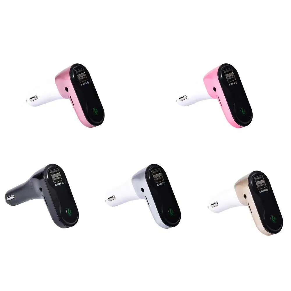 Kit Mãos Livres Bluetooth Car Kit C6 Transmissor FM Carregador de Carro AUX Mãos Livres Música Mini MP3 Player SD USB LCD 30 pçs / lote