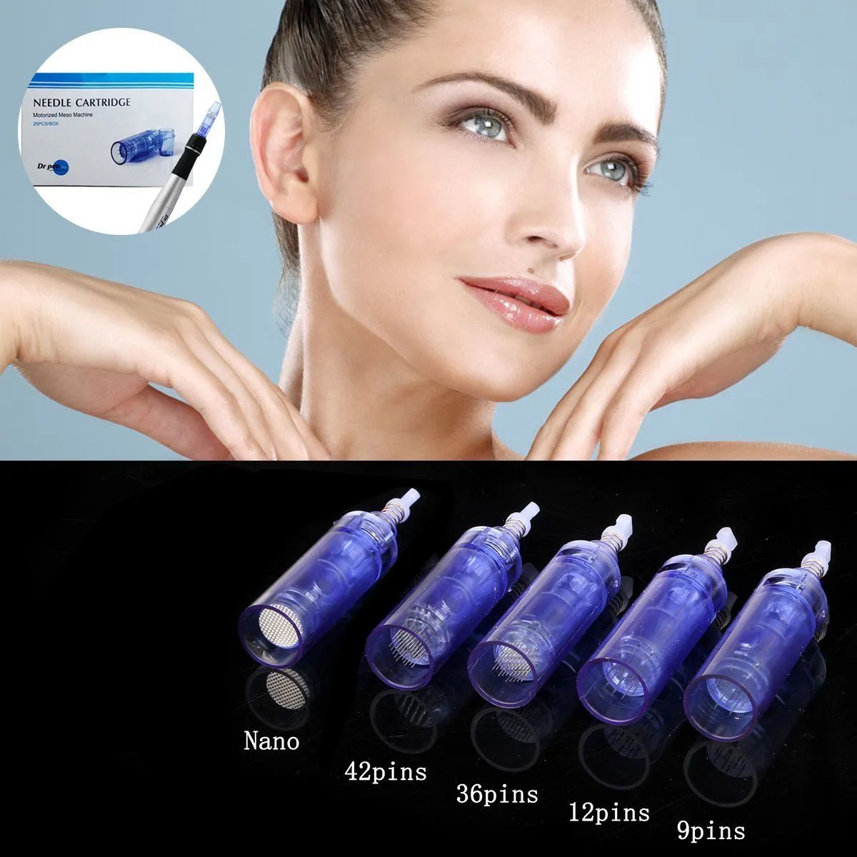 50PCS / LOT Nålpatron 9/12 / 36/42 / NANO / FÖR DERMAPEN Microneedle Skin Care Rechargeable DR Pen A1