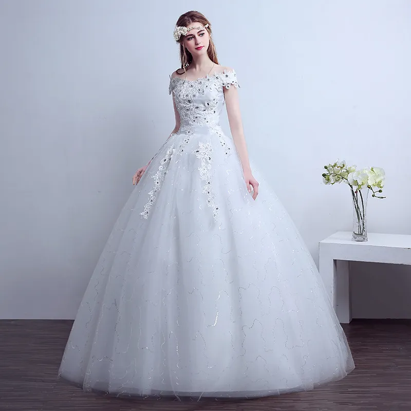 Campione reale Formato personalizzato 2018 Abito da sposa semplice Scollo a barchetta Abiti da sposa Vestido De Noiva Brautkleid Robe De Mariage Gelinlik