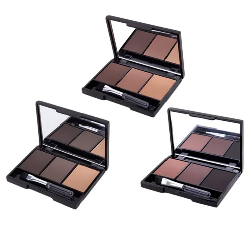 3 Color Eyebrow Powder Palette Kosmetisk Professionell Vattentät Makeup Eye Shadow With Pensor Spegel Box Gratis Frakt