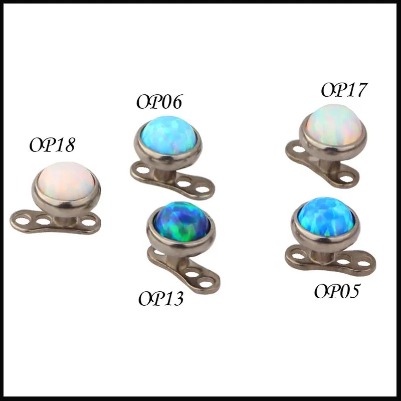 100% Titanium G23 Piercing Joyería Opal Piedra Top Anchor Cuerpo Joyería Accesorios-Joyería Micro Piel Diver Dermal