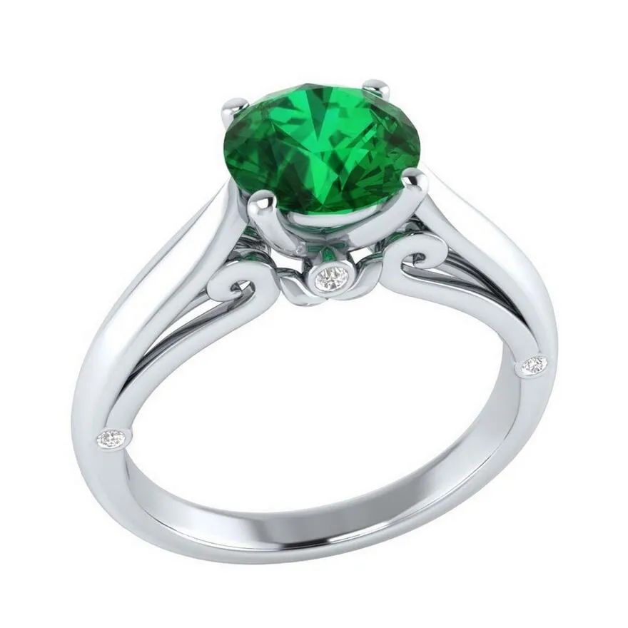 Tamanho 6-10 Solitaire Jóias de Luxo 925 Sterling Silver Cut Cut Emerald Cz Diamante Partido Simples Promessa Casamento Anel Corwn para Mulheres