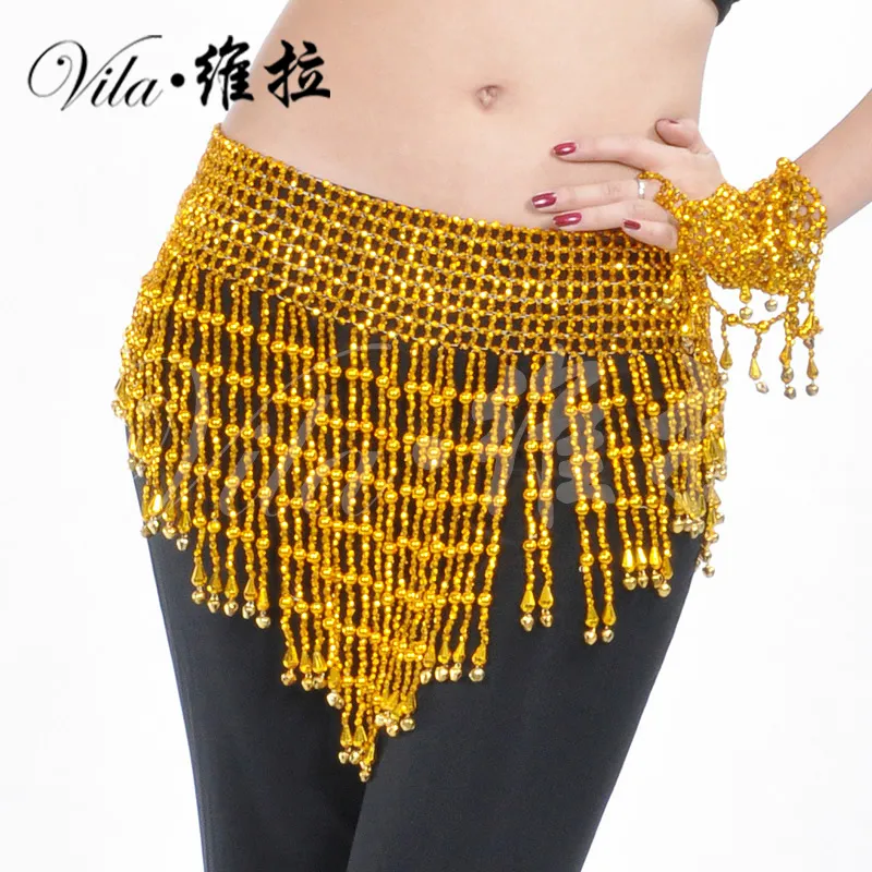 Oriental Belly Dance Belt, Gold Silver Beads Bell Hip Scarf For Women,  Indian Belly Dance Waist Chain Stretch Waist From Viladancing, $10.95