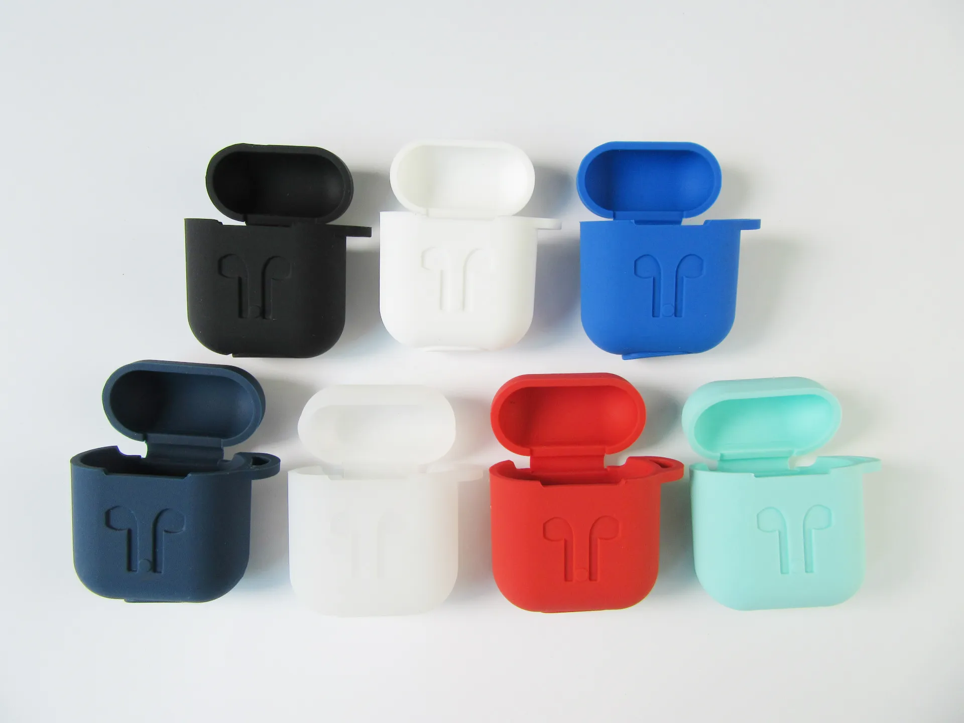 Chegada nova Silicone À Prova de Choque Capa Protetora Caixa de Pele para a Apple AirPods Fone De Ouvido Sem Fio Receber Caso Acessórios Com Mosquetão