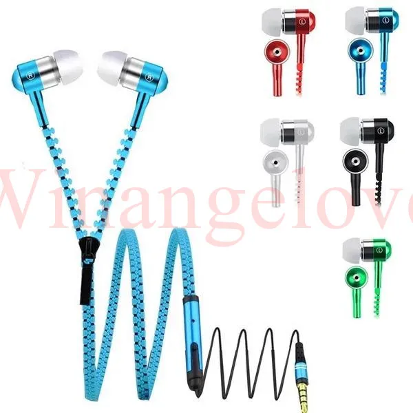 Zipper Stereo 3.5mm Jack Bass Auricolari in metallo Auricolari in metallo con microfono e volume Auricolari Zip iPhone 6 5s Samsung s5