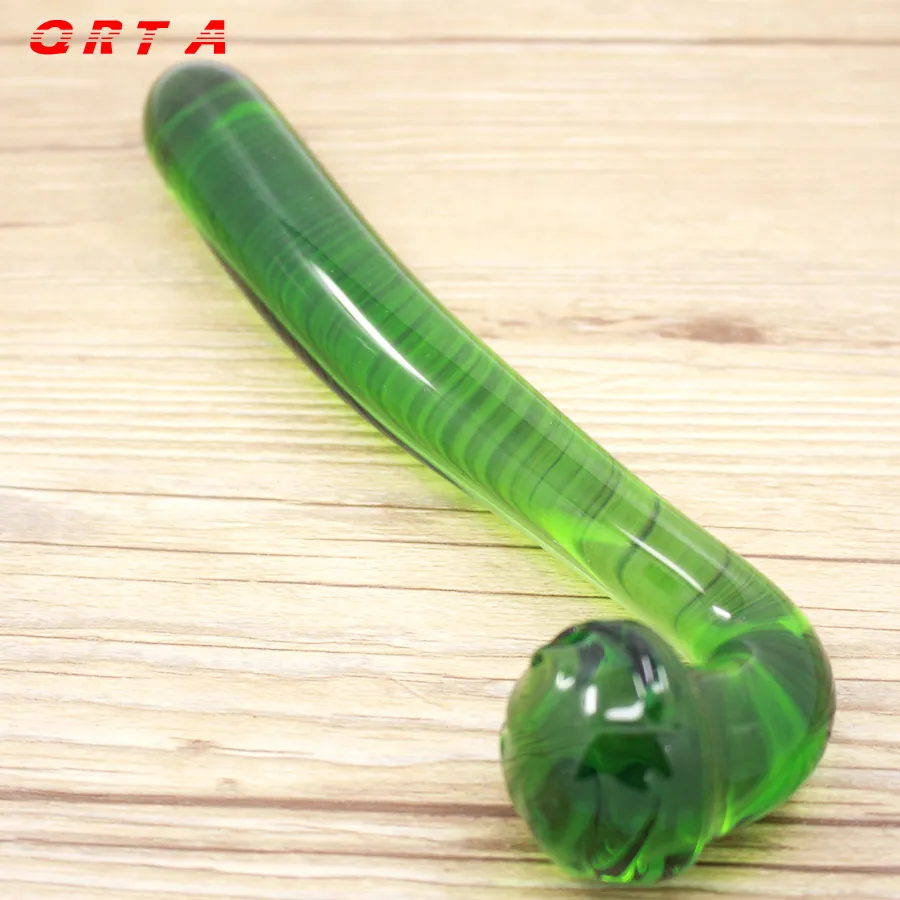 QRTA 녹색 유리 인형 인공 음경 크리스탈 항문 구슬 엉덩이 플러그 전립선 마사지 자위 성인 여성 남성 게이 S921에 대한 섹스 토이