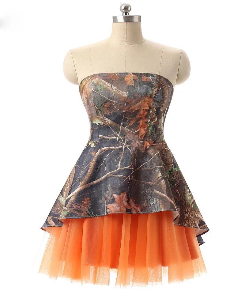camo Homecoming Dress Strapless Short Homecoming Dress Formal Party Gown Maid of Honor Camo Prom Dress
