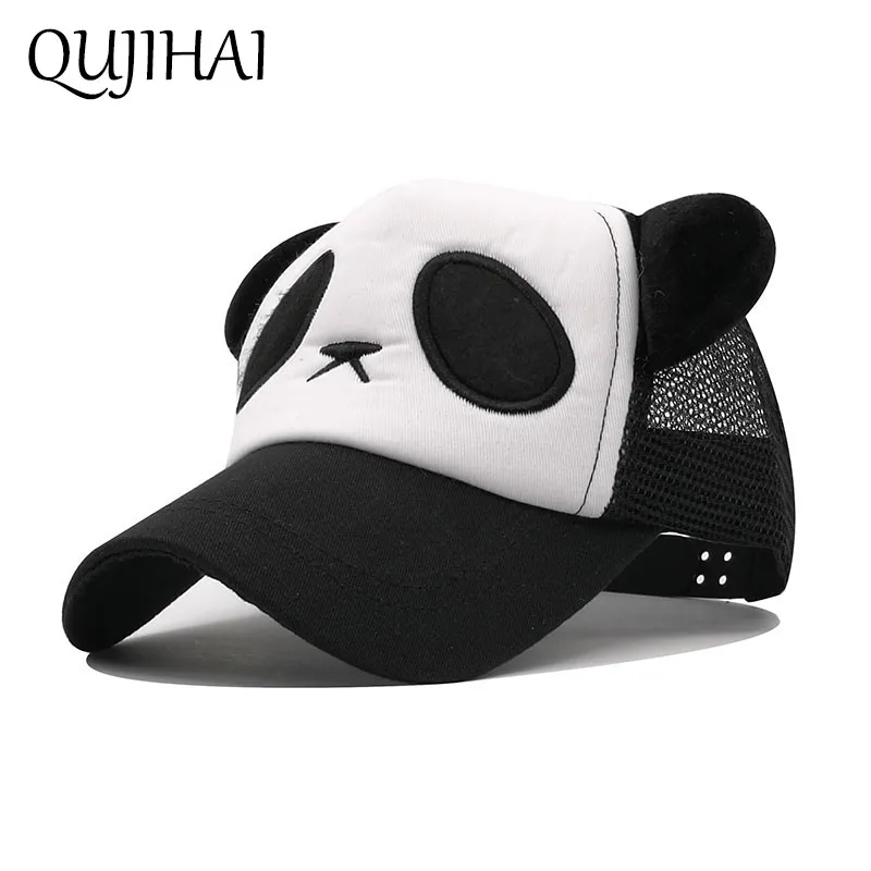 Qujiahi kinderen hoed panda mesh cap outdoor zon hoed schaduw baseball cap jongen meisje maat 45-55 cm snapback