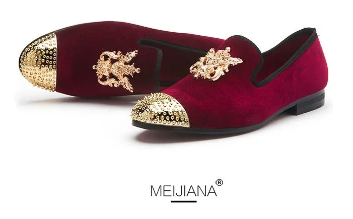أزياء الذهب قمة وأصابع القدم المعدنية من أوكسفورد فيلفيت فستان الأحذية الإيطالية رجال المصنوع يدويًا الحجم الكبير 39-46 AXX669