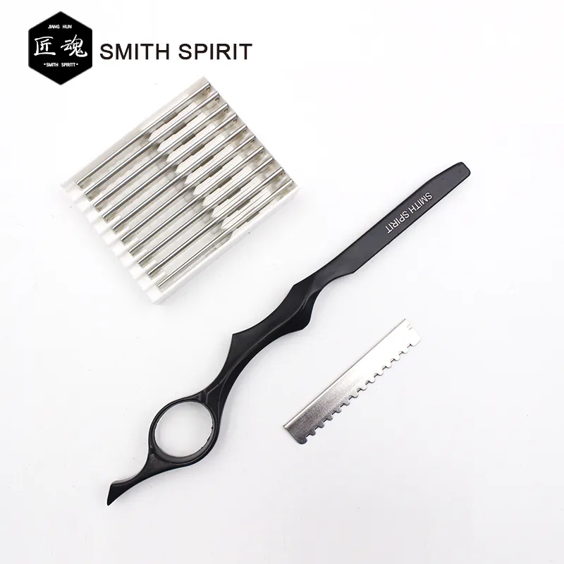 Black Professional Barber Cutting Razor Thinning Razor Japan Stainless Steel Sharp Straight Edge Blade Cutting Thinning Hair Razor4113044