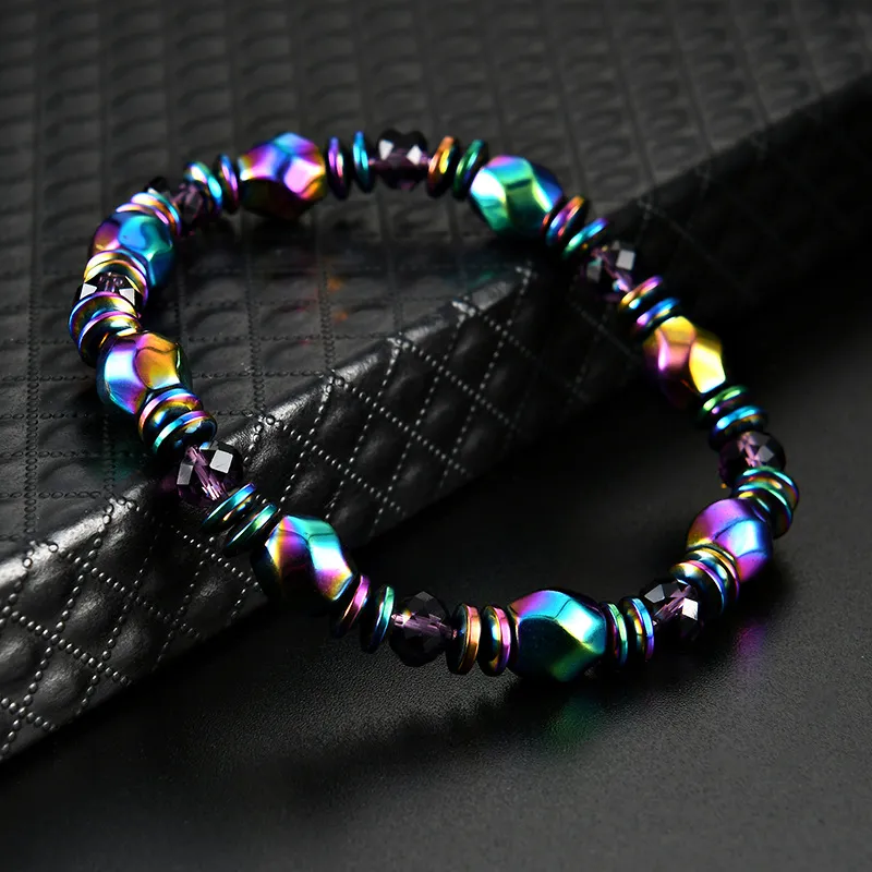 Rainbow Magnetic Hematite beaded strands Bracelet for Men Women Power Healthy Bracelets Wristband Fashion Jewelry Gift 162545