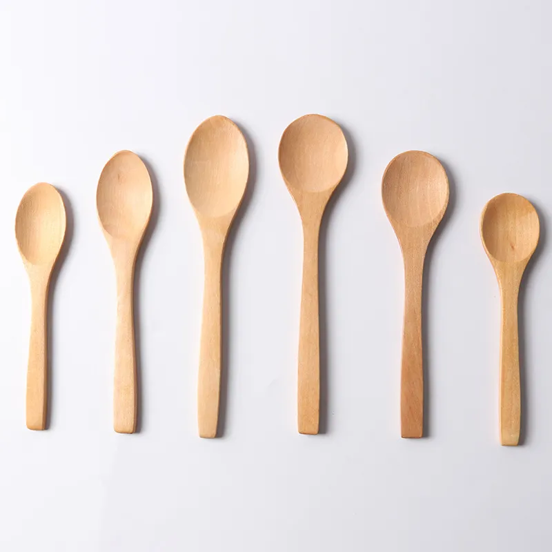 Japanese Style Eco Friendly Natural Wooden Spoon Mini Honey Spoon Coffee Spoon Wooden Small Spoons for Kids