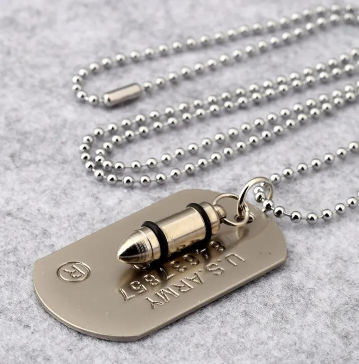 Creative bullet military pendant for men high street wear hip hop jewelry necklace for men fashion men chains 