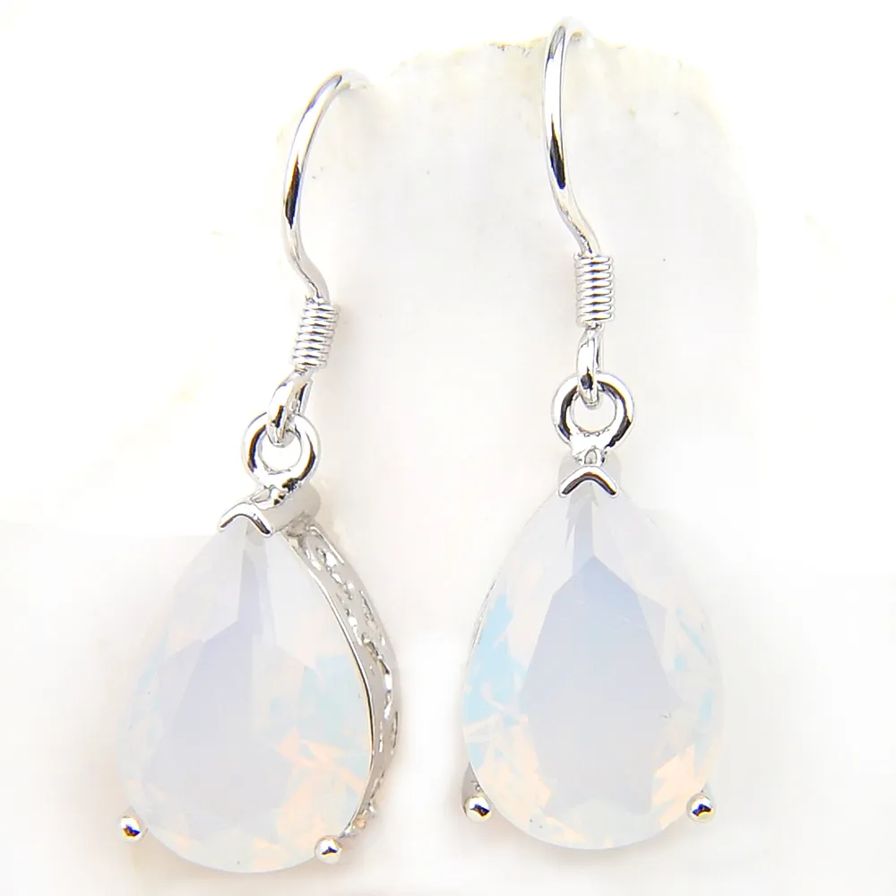 LuckyShine Fashion Wedding Water Drop Moonstone Pendants/Earrings Sets 925 Silver Jewelry Mother Gift Free shippings