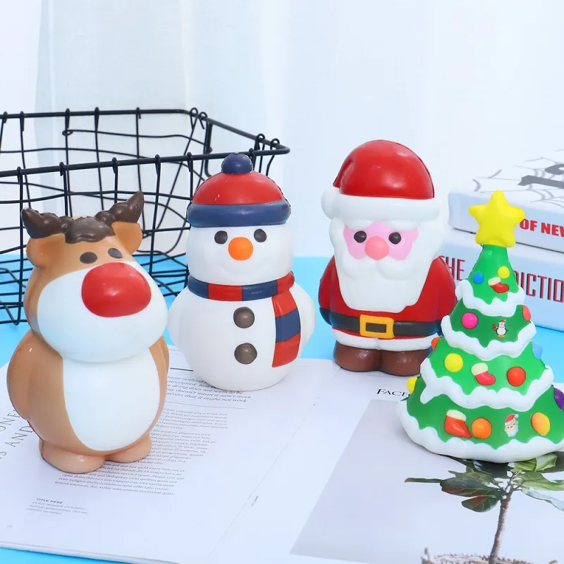 Choinka Santa Claus Elk Snowman Squishy Slow Rising Kawaii Squish Squish Squish Animal Squeeze Antystress Kids Toys