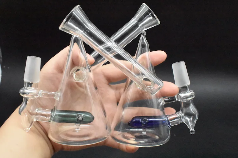 2st Glas Bong Percolator Vattenrör Heady Glas Olje Riggar Bent Neck 14mm Joint Male Hookahs Portable Bubbler Dab Rigs