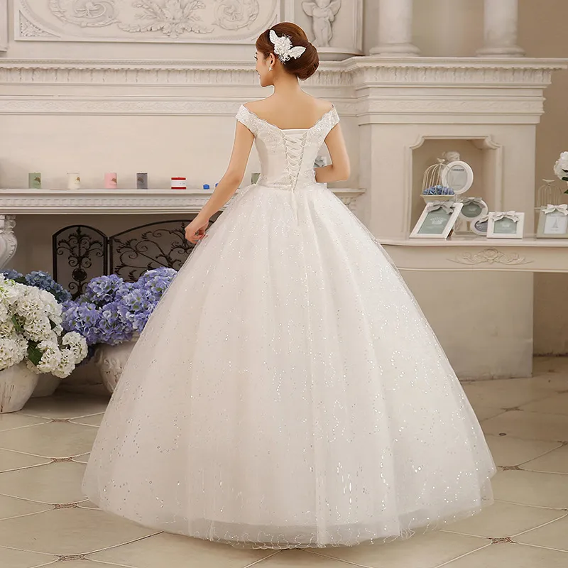 Pas cher personnalisé nouvelle arrivée Style coréen princesse dentelle col en v robe de mariée Vintage robe de mariée vestido de noiva Appliques