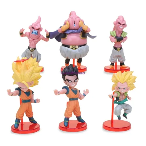 6 unids / set Dragon Ball Figuras Súper Saiyan Vegetto / Gohan / Gotenks / Majin Buu / Trunks Colección Goku 6 unids / set Dragon Ball Figuras Súper Saiyan Vegetto / Gohan / Gotenks / Majin Buu / Trunks Colección Goku