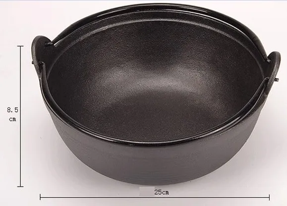 casserole en fonte avec couvercle en bois et poignée épaissie de casserole sans bâton japonais traditionnel ancienne épais pot de soupe de soupe l25 h8 5cm 3559187