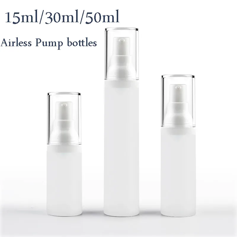 15ml 30ml 50ml 서리로 덥은 PP 빈 airless 펌프 병 미니 휴대용 진공 화장품 로션 치료 펌프 여행 병