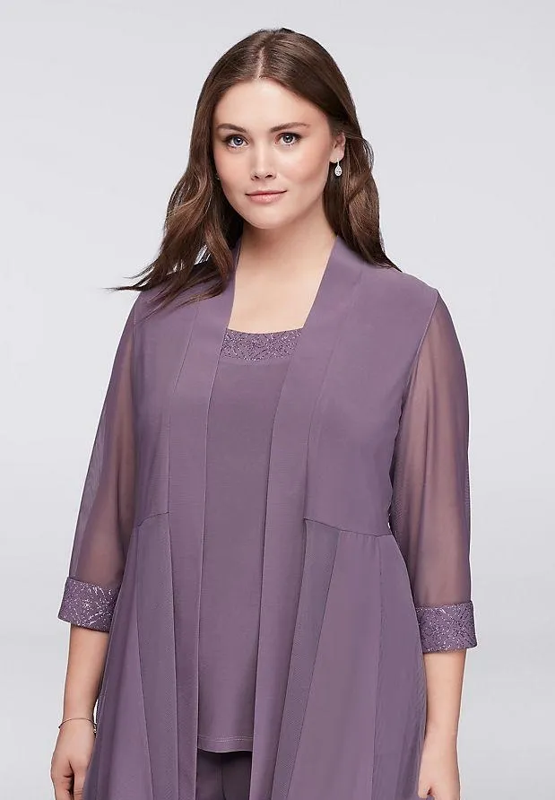 Real Sample New Fashion 2022 Mothers Pants Suit Three Pieces Lace Chiffon Purple Long Mother Of The Bride Dress Wedding Party Gown From Veralove999, $91.14