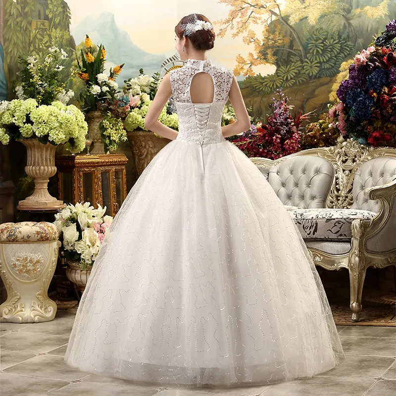Vintage Lace-Up Satin Ball Gown Wedding Dress Plus Size Sleeveless Halter  Neck Floor-Length from Dhgate In Stock Wedding Dresses - price 46.69