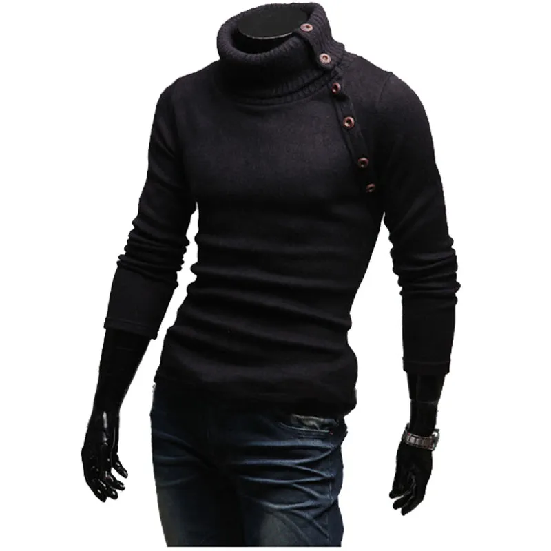 Einaudi homens camisola de turtleneck pulôver homens tricotados camisola marca magra aptidão casual aptidão preto para homens m-xxl