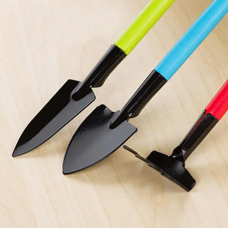 Mini Shovel Spade Rake Metal Head Garden Gardening Plant Tools Set with Colorful Wooden Handle ZA5755