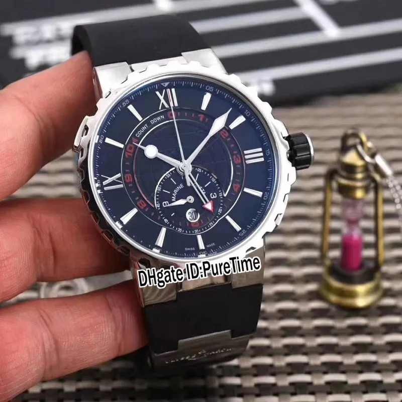 2021 New Regatta 1553155343 Miyota Quartz Chrono Mens Watch Steel Case Blue Dial Rubber Sports Watches Puretime UNB116a15761854