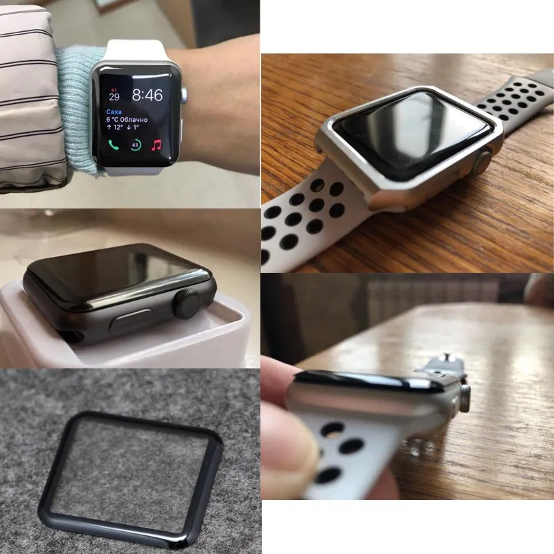 Für Apple Watch 3D-Displayschutz aus gehärtetem Glas mit vollständiger Abdeckung, 40 mm, 42 mm, 38 mm, 44 mm, kratzfest, blasenfrei, für iWatch Serie 1/2/3/4