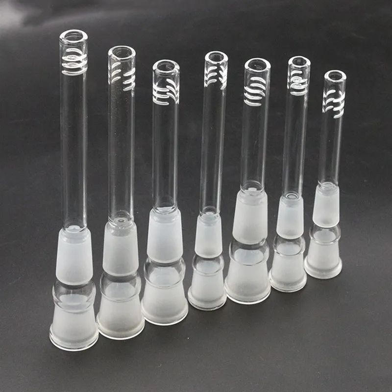 Verre downstem 14mm 18mm Mâle Femelle Tige Drop Down Adaptateurs Narguilés Pour Eau Bongs Dab Rigs