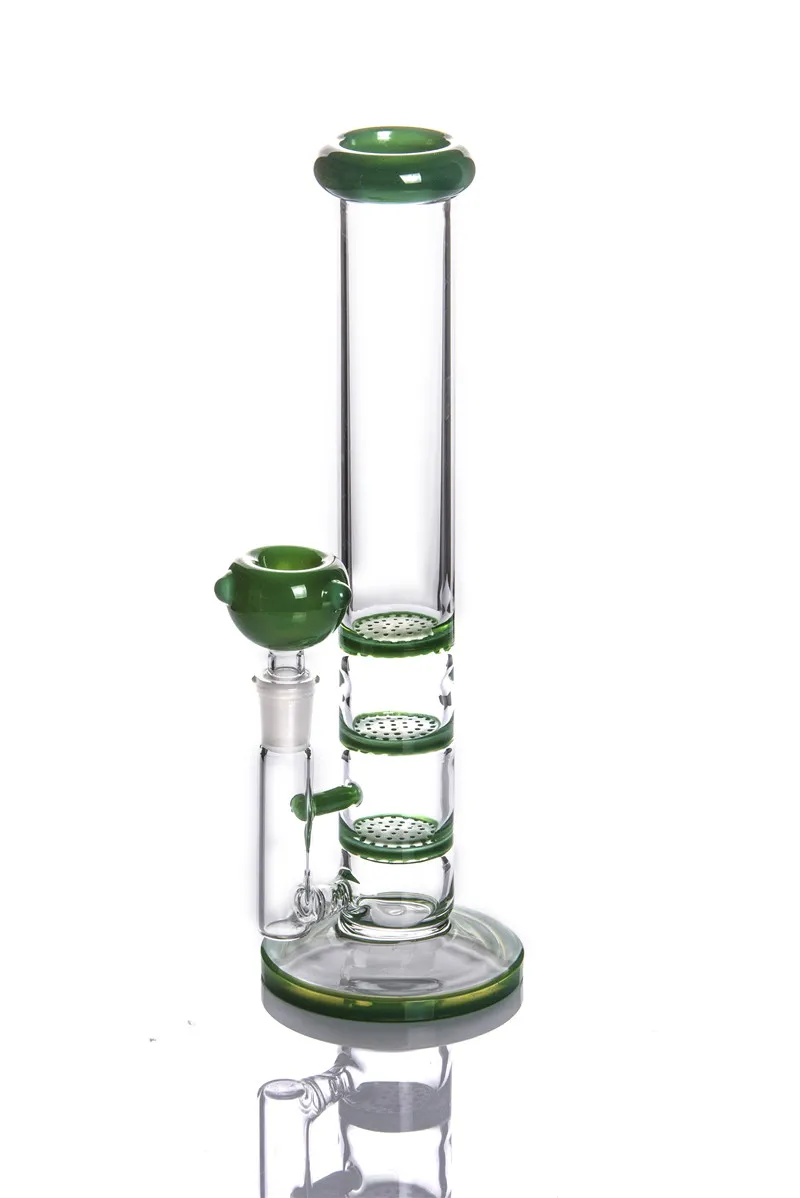 Narguilés Rose Vert Peigne Bong Disque Perc Tube droit bongs en verre pipe à eau Percolateur Bongs Heady Dab rigs Bubbler