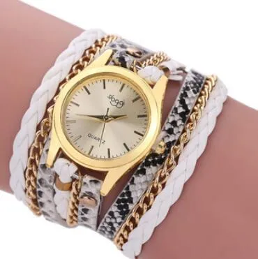 Schmuck-Armbänder-Uhr für Damen, Bindfadengeflecht, Serpentin-Quarzuhr, Mode von 2657