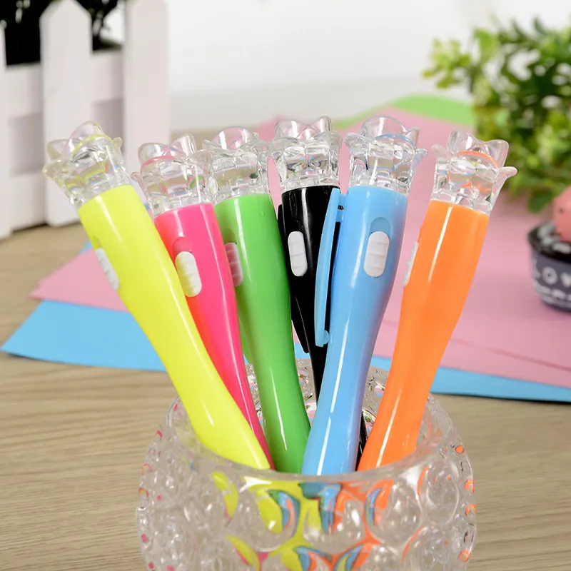 Rose led lumières stylo à bille lumineux multifonction avec stylo lampe de poche stylo toute la nuit