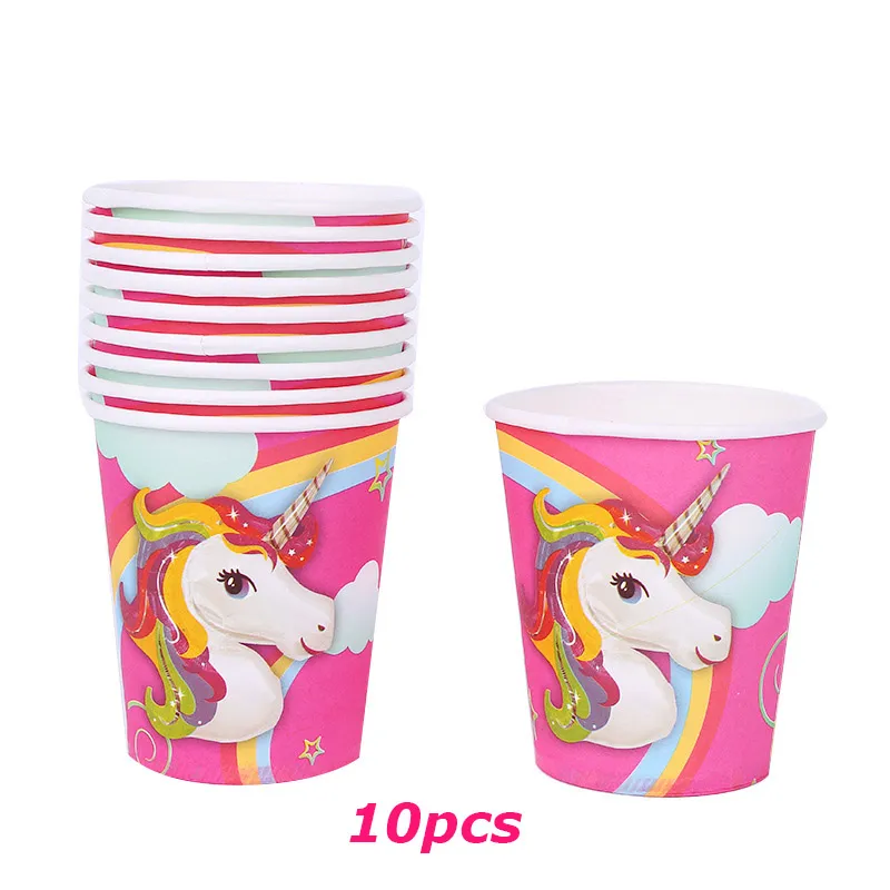 Unicornio – ensemble de couverts en papier jetables, couvertures de Table, assiettes, serviettes, tasses à pop-corn, fournitures de fête pour enfants, joyeux 1er anniversaire