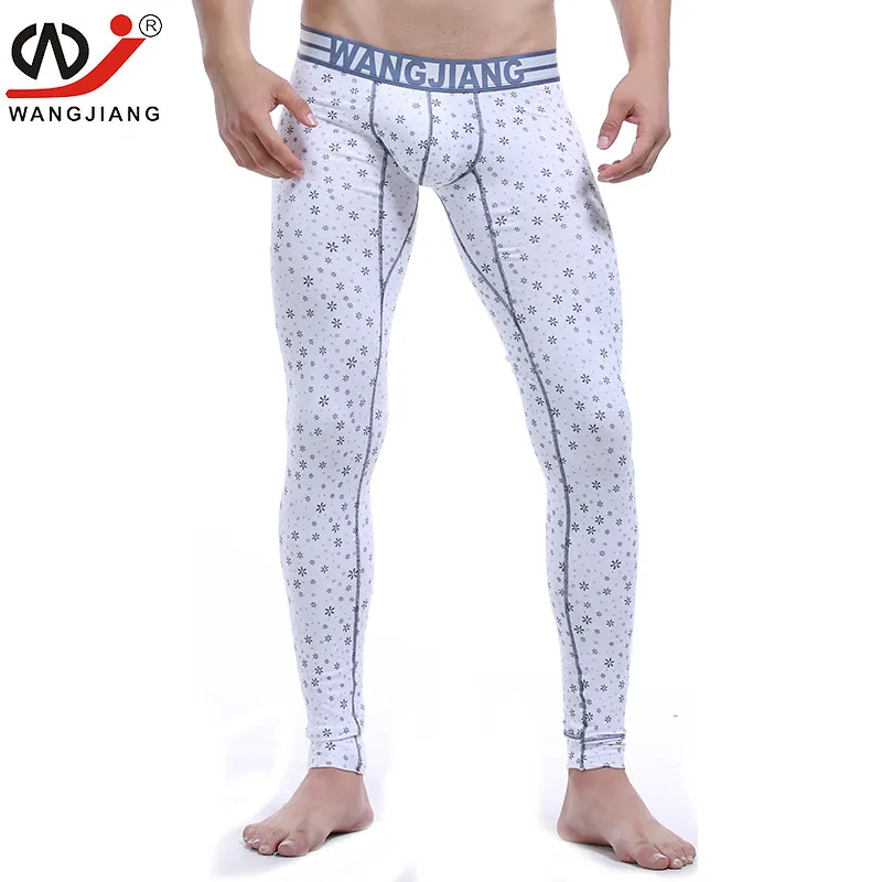 WANGJIANG Mens Winter Thermal Underwear: Cotton Long John Tight Pants With  Sexy Pouch, Low Waist Sleep Bottom, And Warm Patterned Leggings From Zhusa,  $13.17